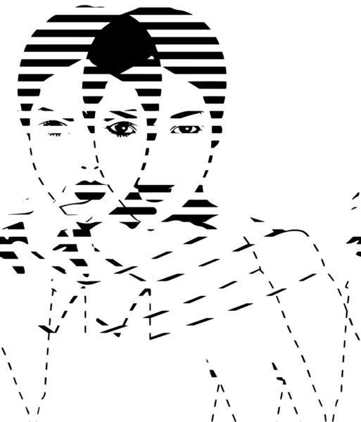 Pop art. Retrato de mulher — Vetor de Stock