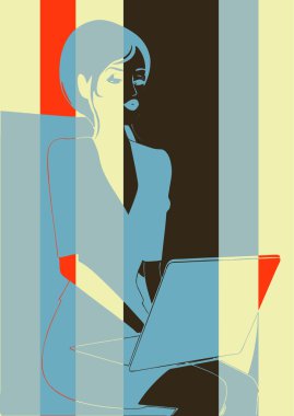 Pop art. Sekreter ve bilgisayar