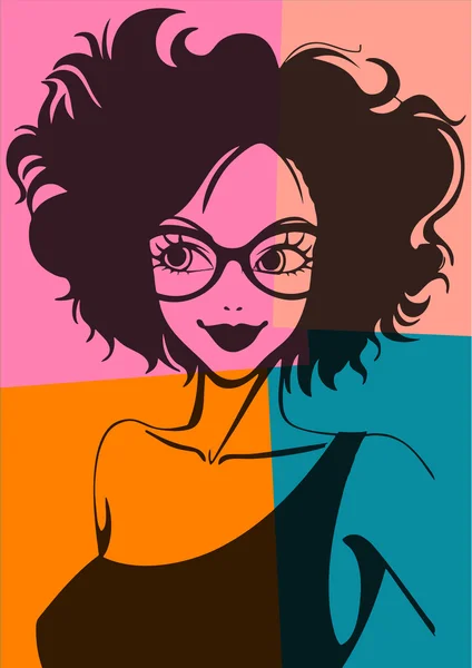 Arte pop. Retrato de mujer — Vector de stock