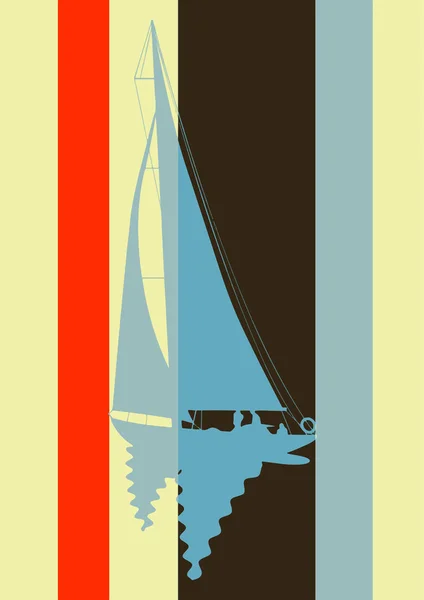 Pop art. Sailing boat. — Stock Vector