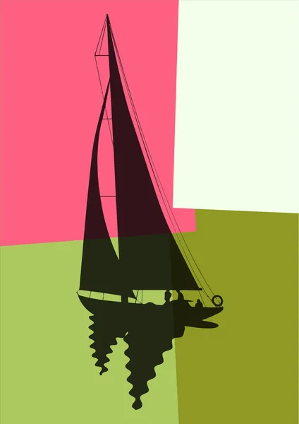 Pop art. Sailing boat. — Stock Vector