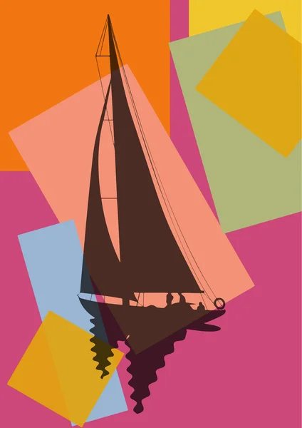 Pop art. Sailing boat. — Stock Vector