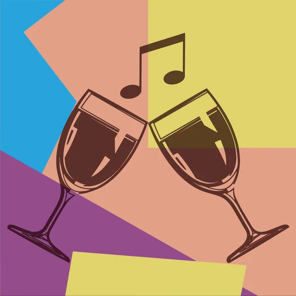 Arte pop. Copas de vino — Vector de stock