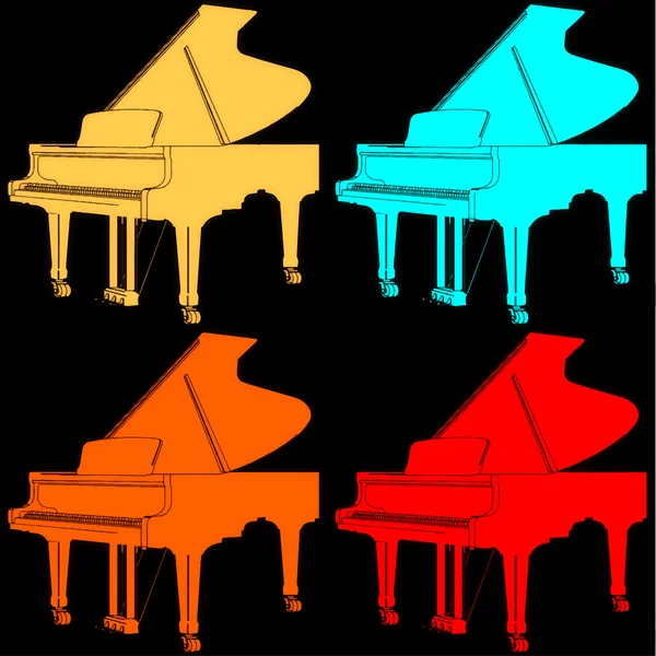 Pop-art. zongora — Stock Vector