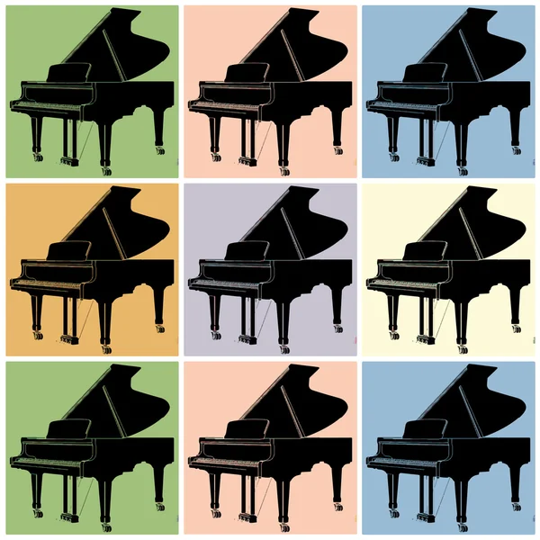 Pop art. Grand piano — Stock Vector