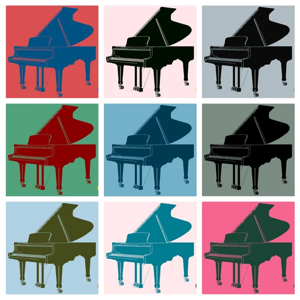 Pop art. Grand piano — Stock Vector