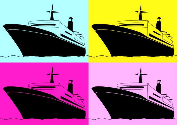 Pop art. Cruise liner — Stock Vector