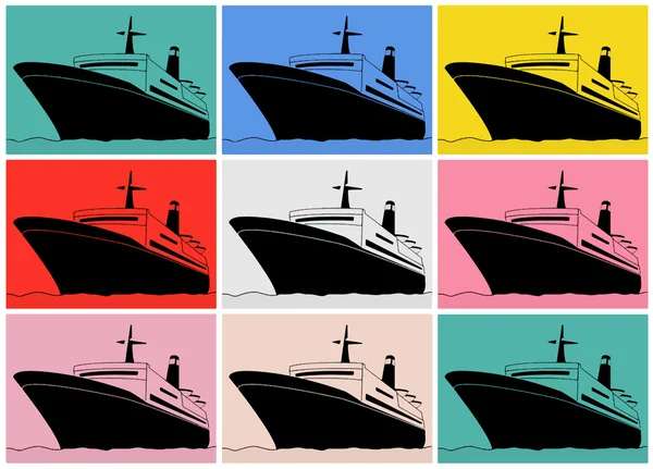 Pop art. Cruise liner — Stock Vector