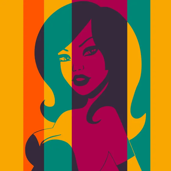 Pop art. rondborstige vrouw — Stockvector