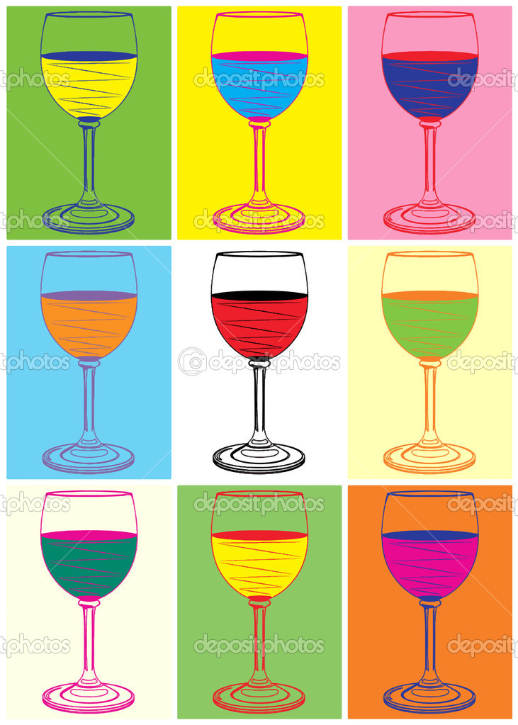 Pop art. Wine glasses