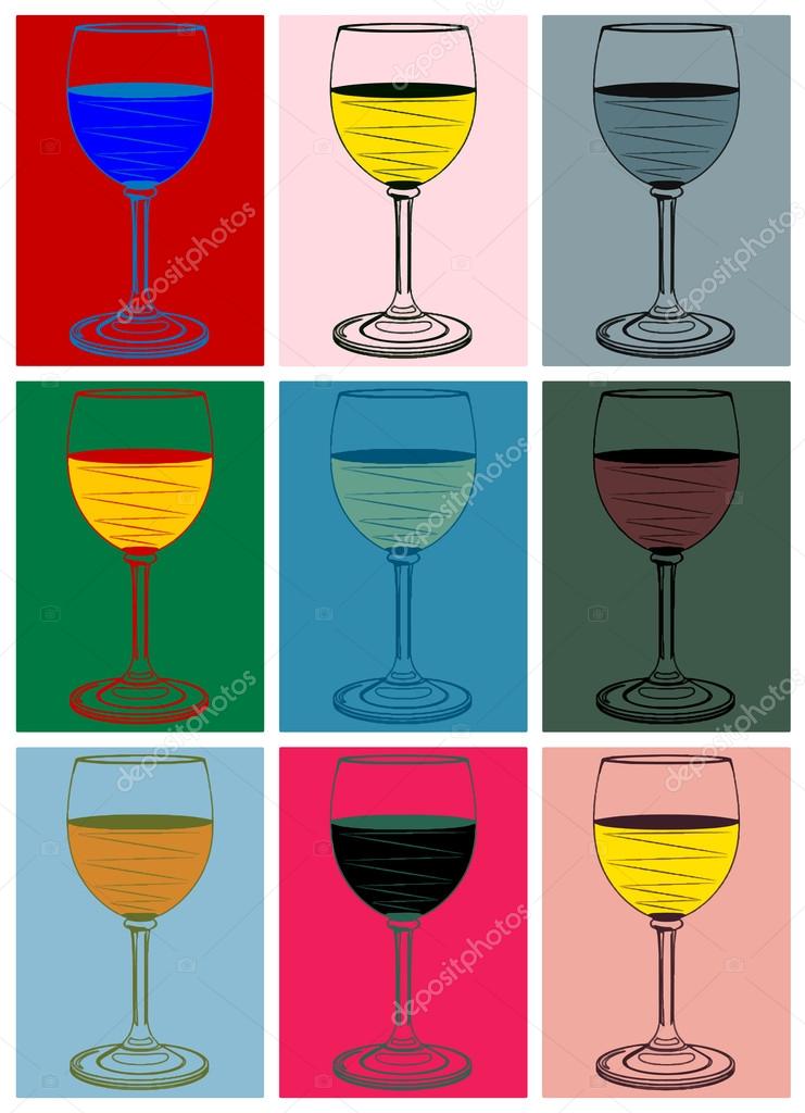 Pop art. Wine glasses