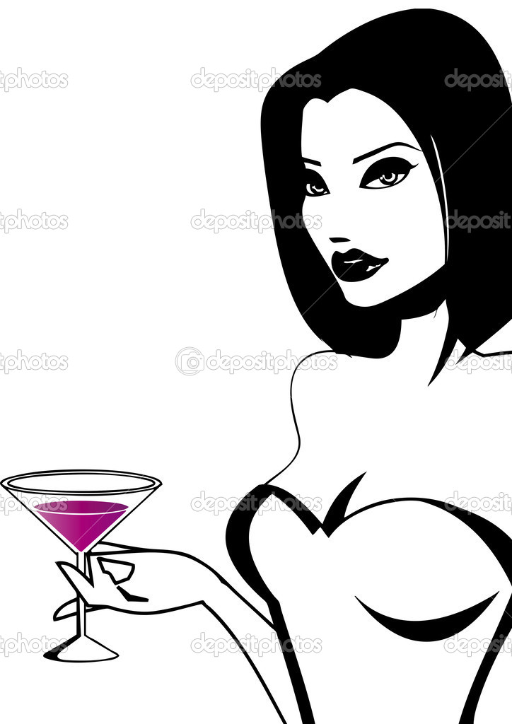 Young woman drink cocktail