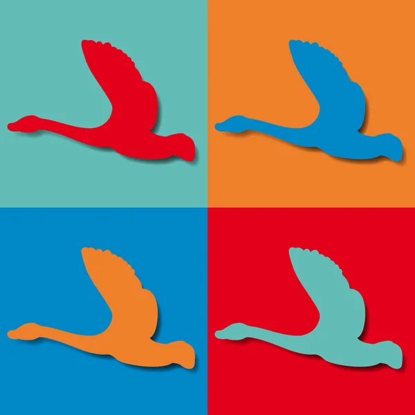 Il volo di un'oca selvatica. Pop art — Vettoriale Stock