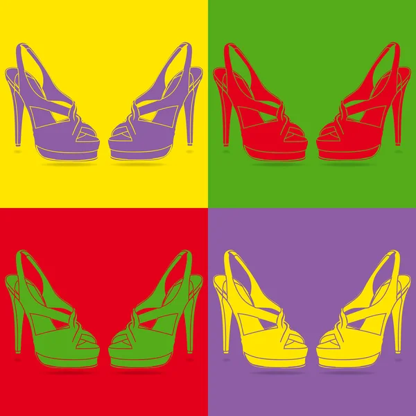 Paire de chaussures à talons hauts pop art — Image vectorielle