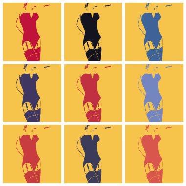Kadın ve askı kemeri. Pop art