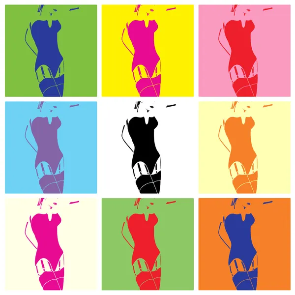 Vrouw en jarretelles. Pop art — Stockvector