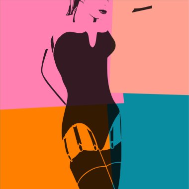 Kadın ve askı kemeri. Pop art