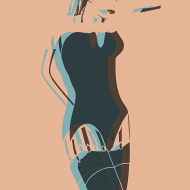 Kadın ve askı kemeri. Pop art