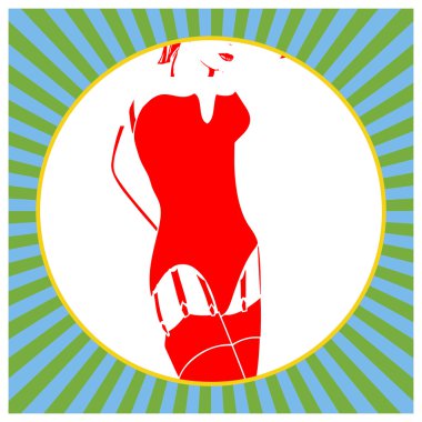 Kadın ve askı kemeri. Pop art