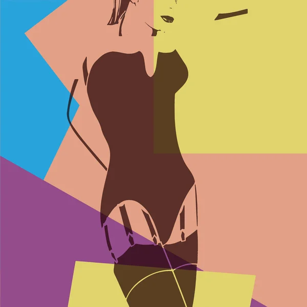 Kvinna och strumpebandshållare. Pop art — Stock vektor