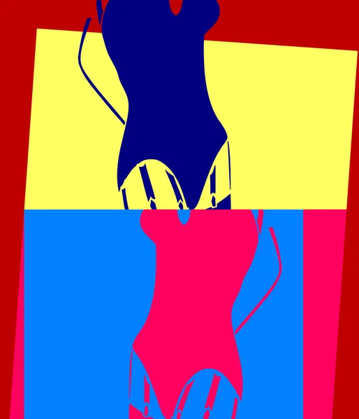 Une femme et un porte-jarretelles. Pop art — Image vectorielle