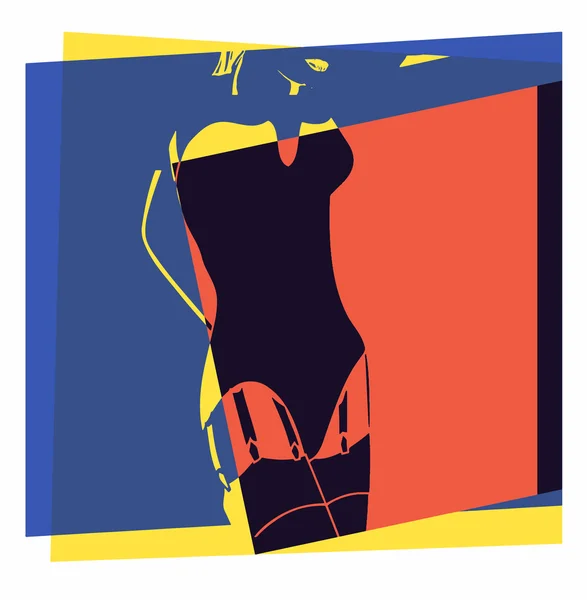 Une femme et un porte-jarretelles. Pop art — Image vectorielle