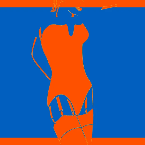 Une femme et un porte-jarretelles. Pop art — Image vectorielle