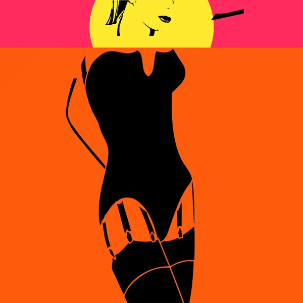 女人、 吊带。波普艺术 — 图库矢量图片