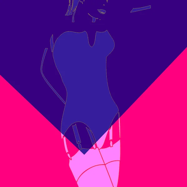 Kvinna och strumpebandshållare. Pop art — Stock vektor