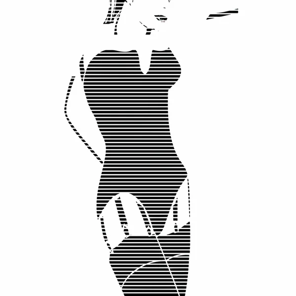 Mujer y cinturón de tirante. Arte pop — Archivo Imágenes Vectoriales