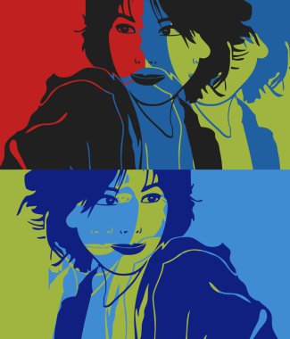 Asyalı kadın pop art