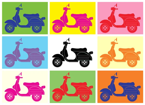 Arte pop de la vespa. Inspiración de Andy Warhol — Vector de stock