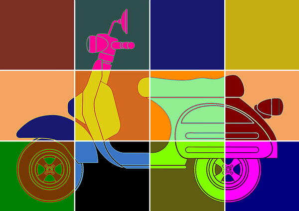 Scooter pop art.Inspiration from Andy Warhol