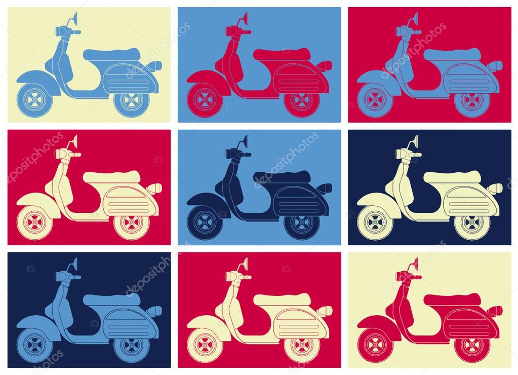 Scooter pop art.Inspiration from Andy Warhol