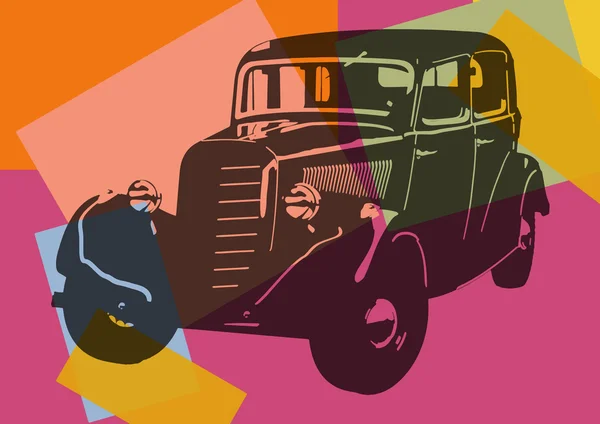 Carro vintage pop art — Vetor de Stock