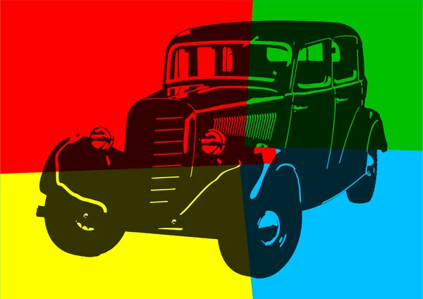 Voiture vintage pop art — Image vectorielle