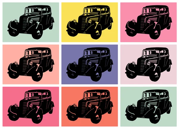 Voiture vintage pop art — Image vectorielle