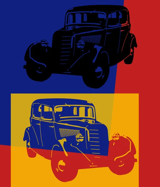 Voiture vintage pop art — Image vectorielle