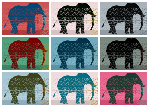 Elephant in a zoo. Animal rights — Stock Vector