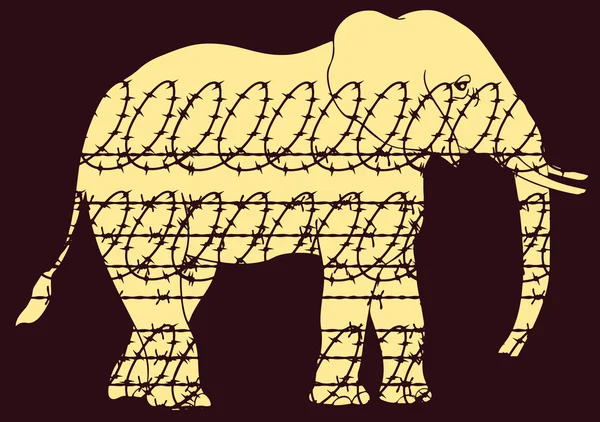 Elefante in uno zoo. Diritti degli animali — Vettoriale Stock