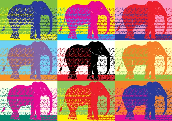 Elephant in a zoo. Animal rights — Stock Vector