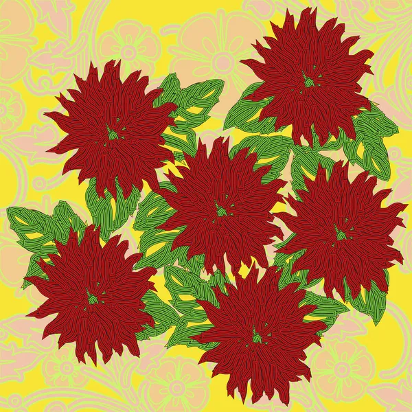 Fleurs rouges psychédéliques — Image vectorielle