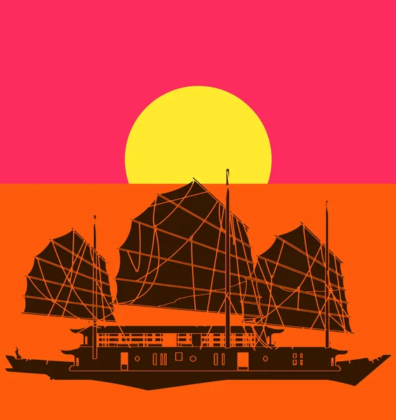 Chinese junk pop art — Stock Vector