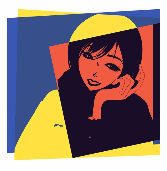 Triste mujer. Arte pop — Vector de stock