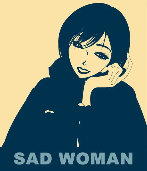 Triste femme. Pop art — Image vectorielle