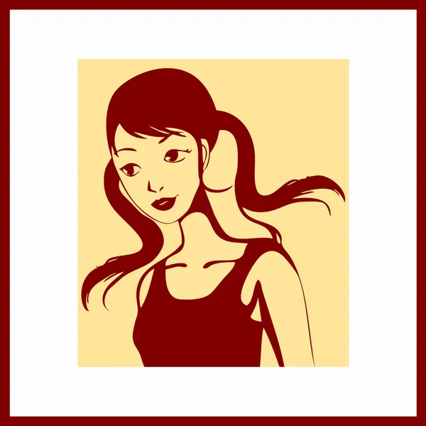 Portrait of young girl with pigtails. Pop art — Stock Vector