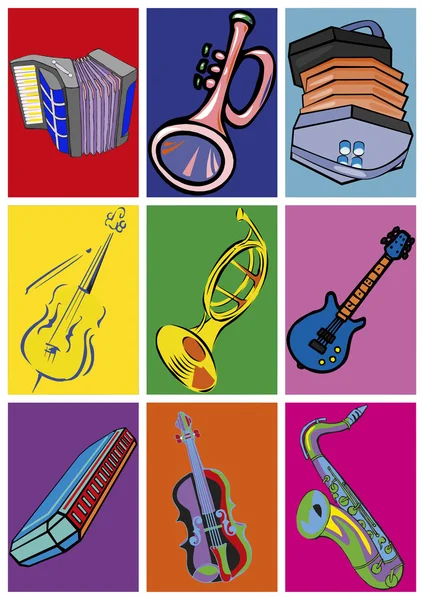 Musical instruments. Pop art — Stock Vector