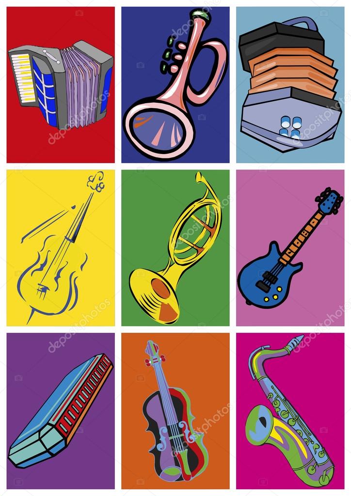 Musical instruments. Pop art