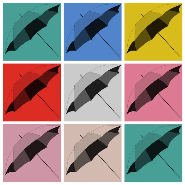 Paraguas multicolor pop art — Vector de stock