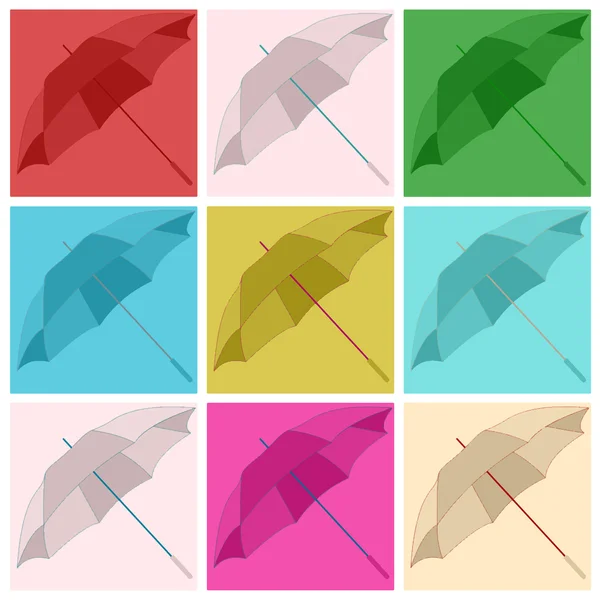 Parapluie multicolore pop art — Image vectorielle